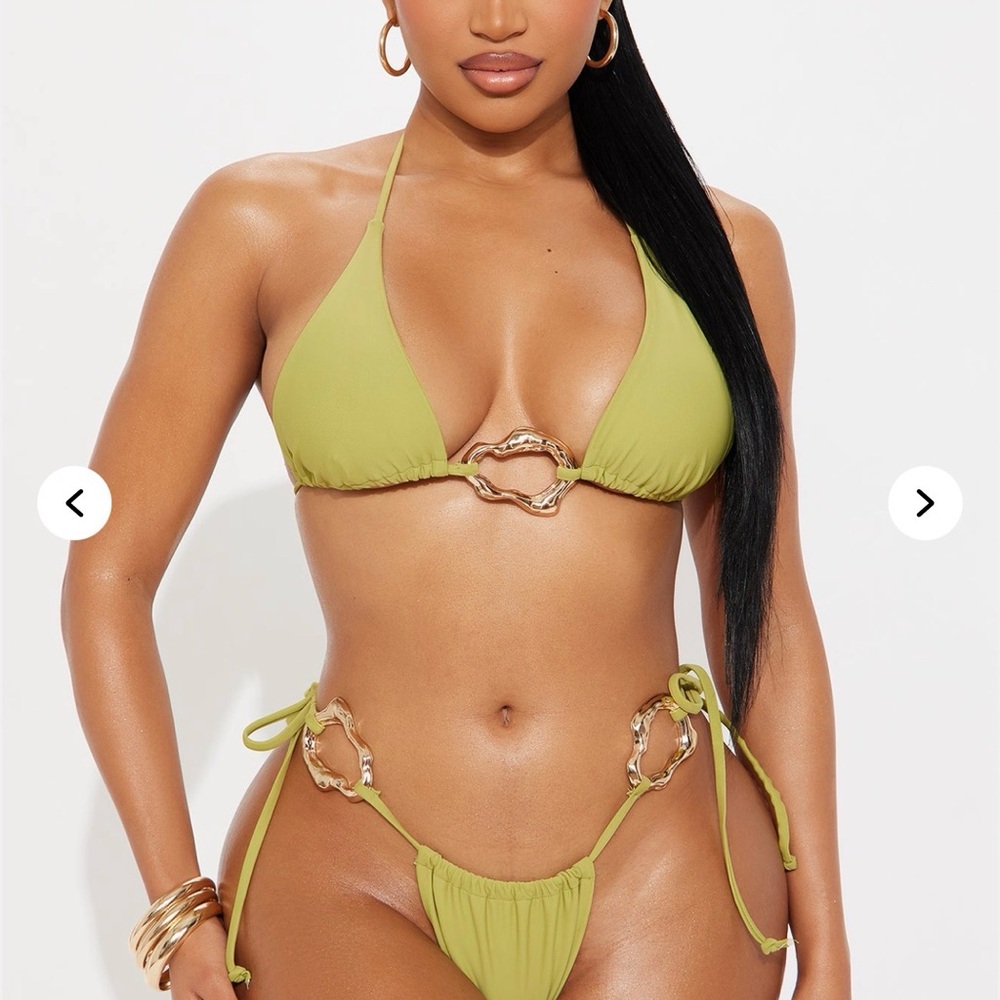 Fashion Nova Ready For The Sun Hardware 2 Piece Bikini- Green